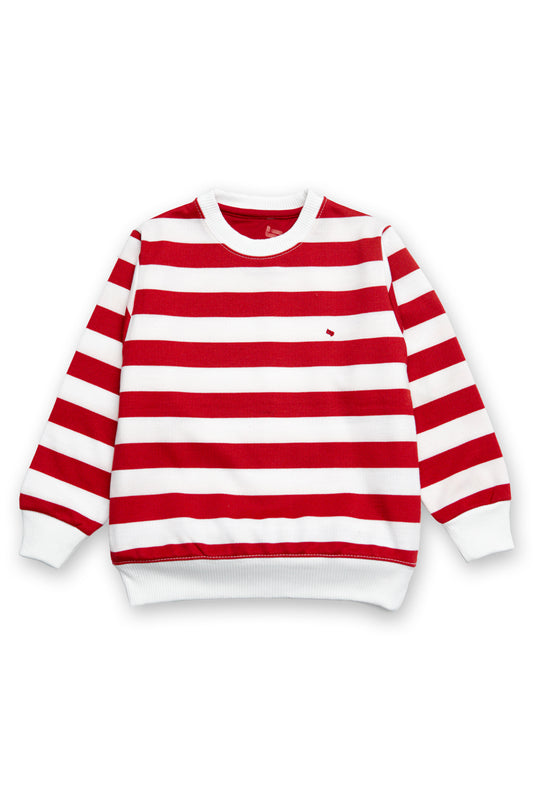 AllurePremium Kids Sweat Shirt White Red Striper