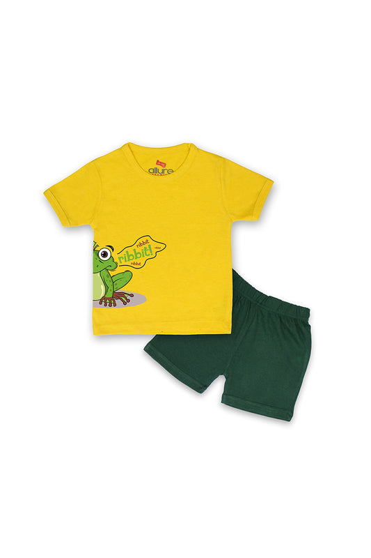 AllurePremium Yellow Frog H-S Green Shorts