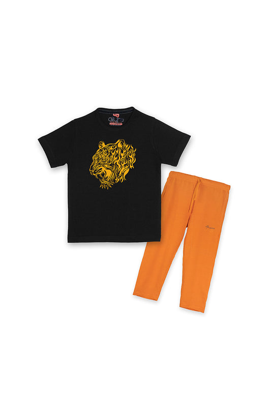 Allurepremium Boys T-Shirt Black Lion With Pajama