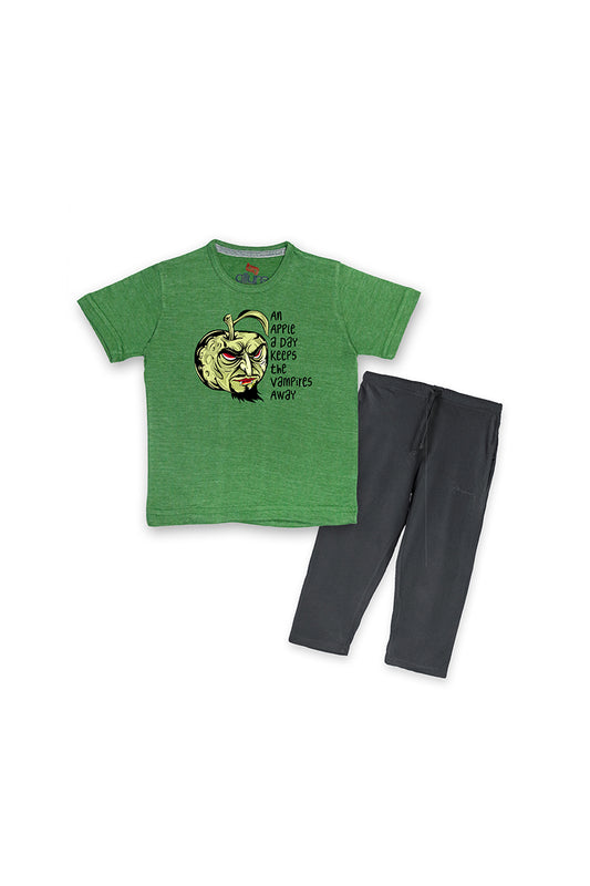 Allurepremium Boys T-Shirt Green Vampires With Pajama