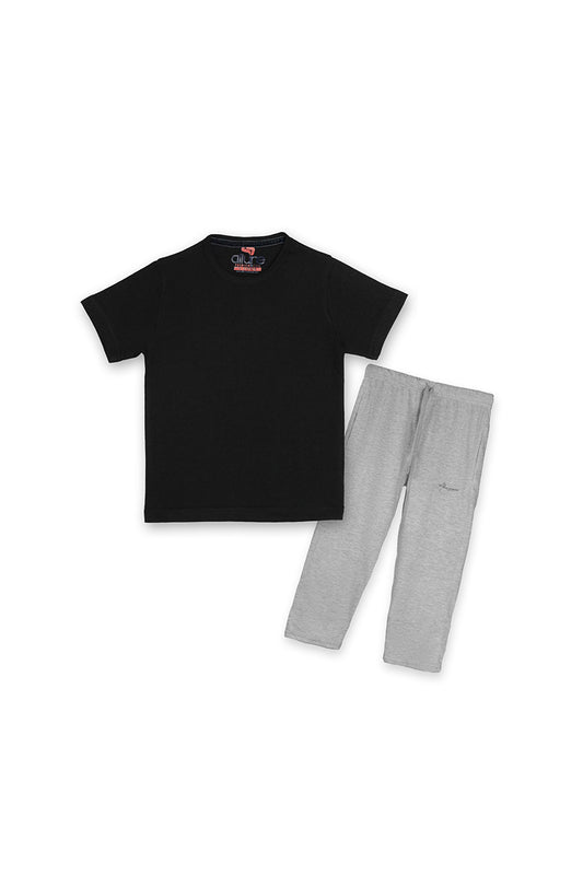 Allurepremium Boys T-Shirt Plain Black With Pajama