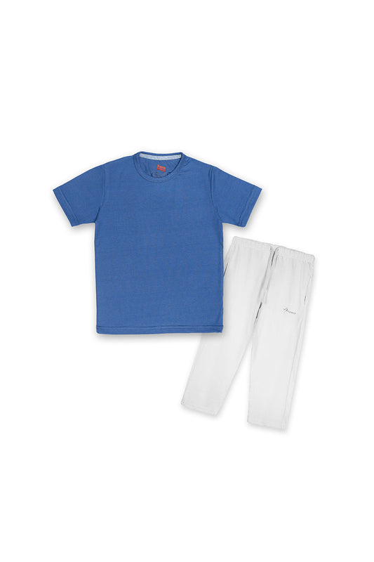 Allurepremium Boys T-Shirt Plain Blue With Pajama