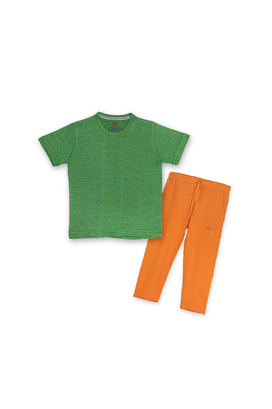 Allurepremium Boys T-Shirt Plain Green With Pajama