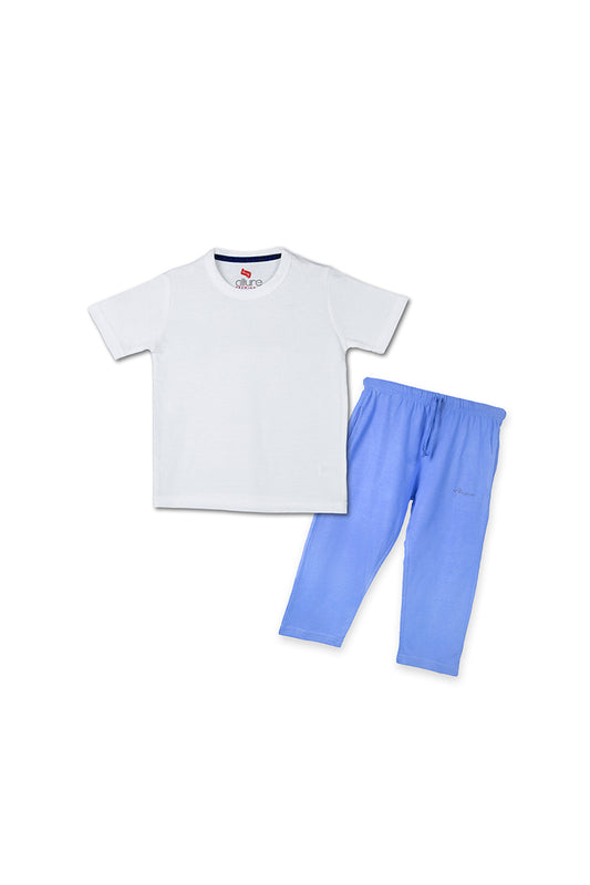 Allurepremium Boys T-Shirt Plain White With Pajama