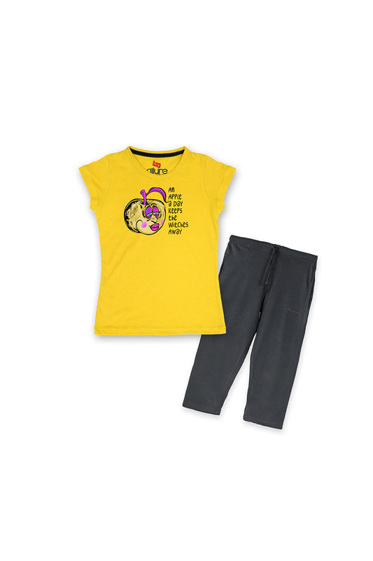 Allurepremium Girls T-Shirt Away Yellow With Pajama