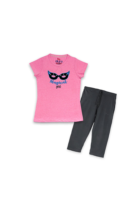 Allurepremium Girls T-Shirt Magic Pink With Pajama