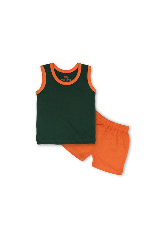 Allurepremium Green Plain S-L Orange Shorts