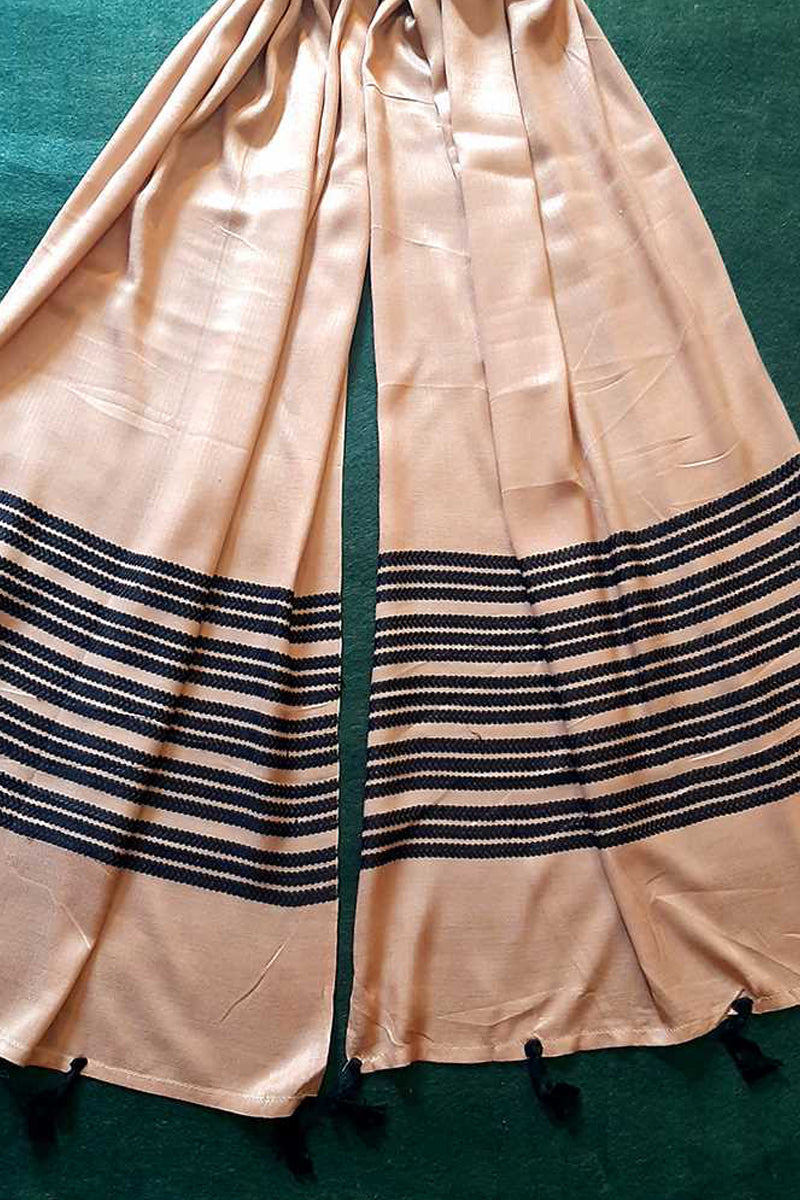 Striped Soft Cotton Scarf / Stole - 190 x 70 cm - Black - ZSC93