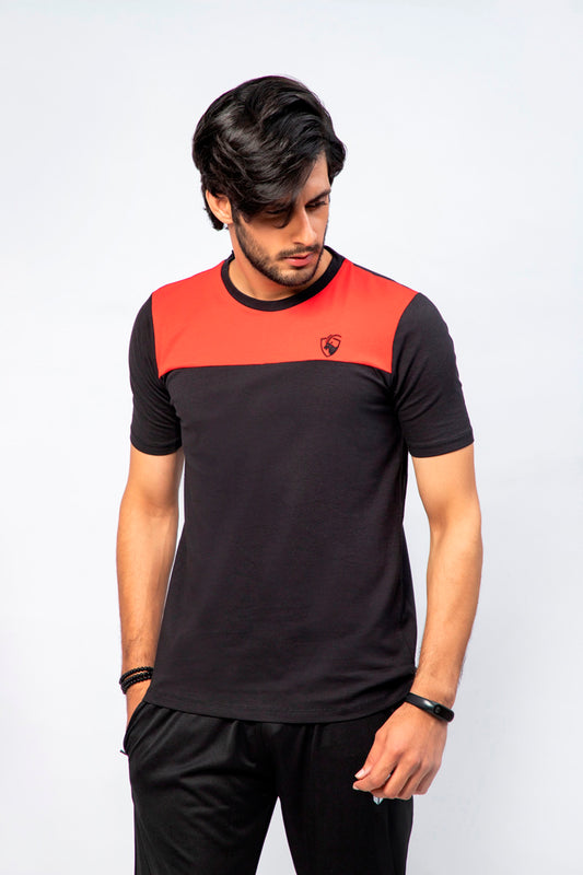 Black Premium T-Shirt with Red Panel BR-CNT-001