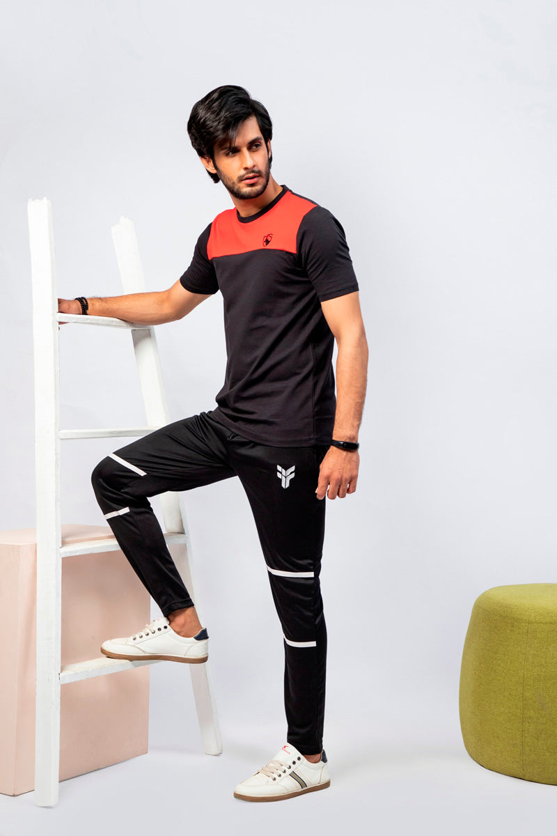 Black Premium T-Shirt with Red Panel BR-CNT-001
