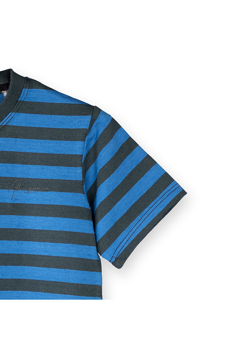 AllureP Kids T-Shirt H-S Dark Grey Blue Striped
