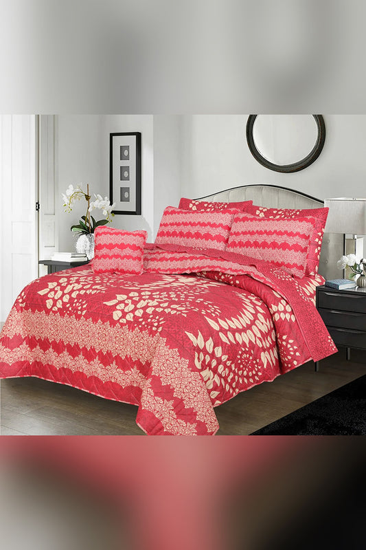 Crimson - 7 Pcs Summer Comforter Set (Light Filling)
