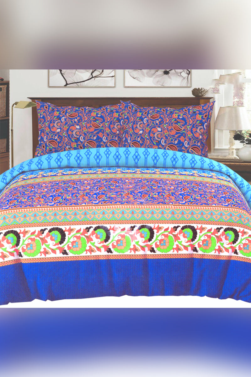 Blue Premium Cotton Double Bedsheet