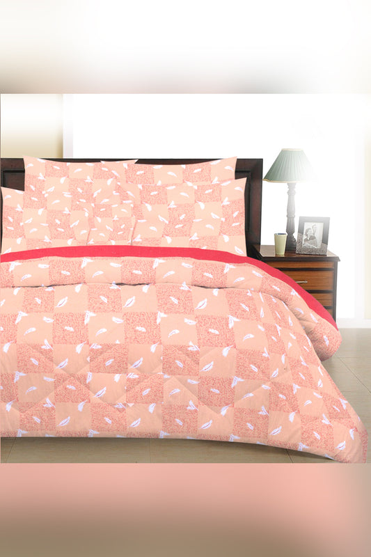 Peach Pink Premium Cotton Double Bedsheet