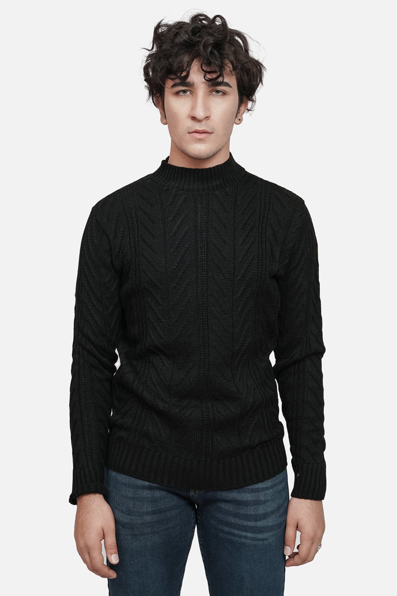 Sweater Full Sleeves Mock Neck F21SW05-BLK