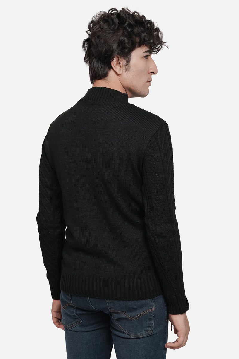 Sweater Full Sleeves Mock Neck F21SW05-BLK - 1