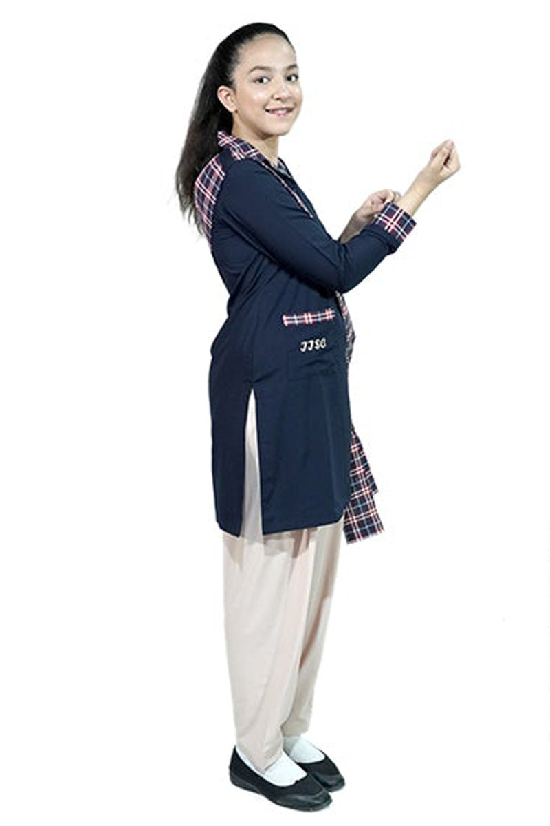 Girls Suit Navy Colour With Check Logo F/S