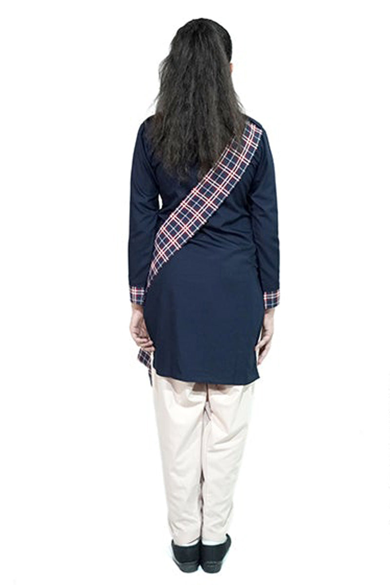Girls Suit Navy Colour With Check Logo F/S