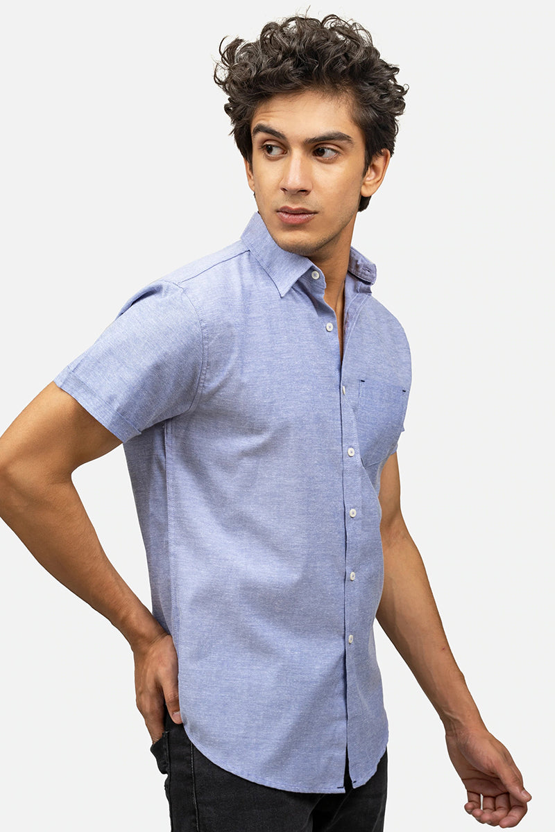Casual Shirt Half Sleeve Smart Forest Light Blue