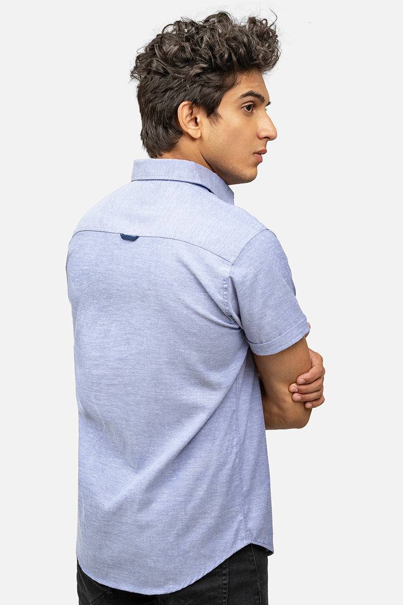 Casual Shirt Half Sleeve Smart Forest Light Blue