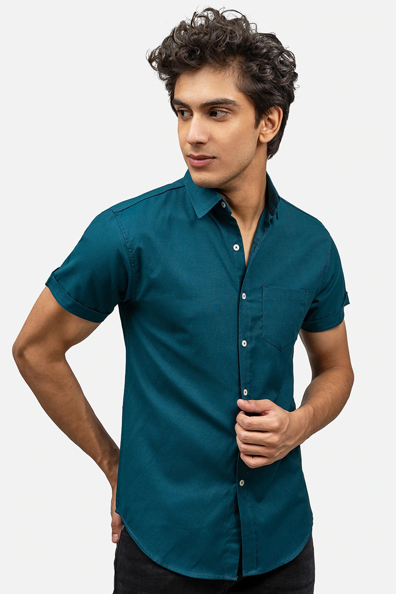 Casual Shirt Half Sleeve Smart Forest Green