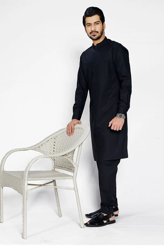 Shalwar Kameez, Luxury Wash & Wear, Black, Ban