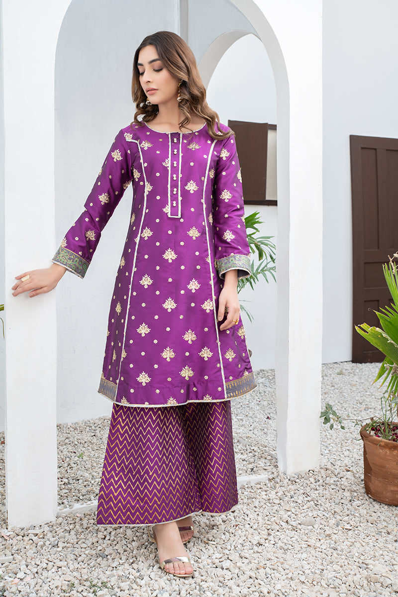 Unstitched Festive 3 Piece Embroidered Printed Khaddi Silk Purple Suit