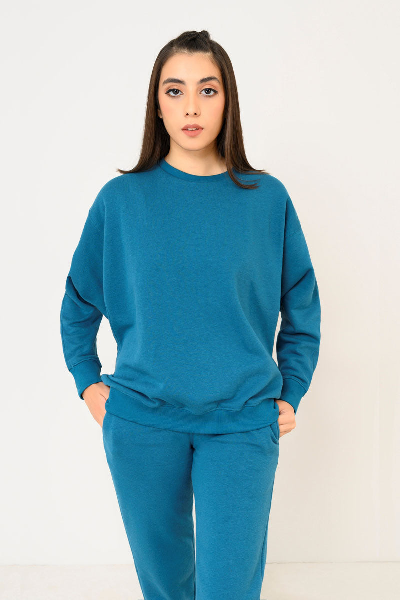 Teal Blue Sweatshirt Tracksuit Women
