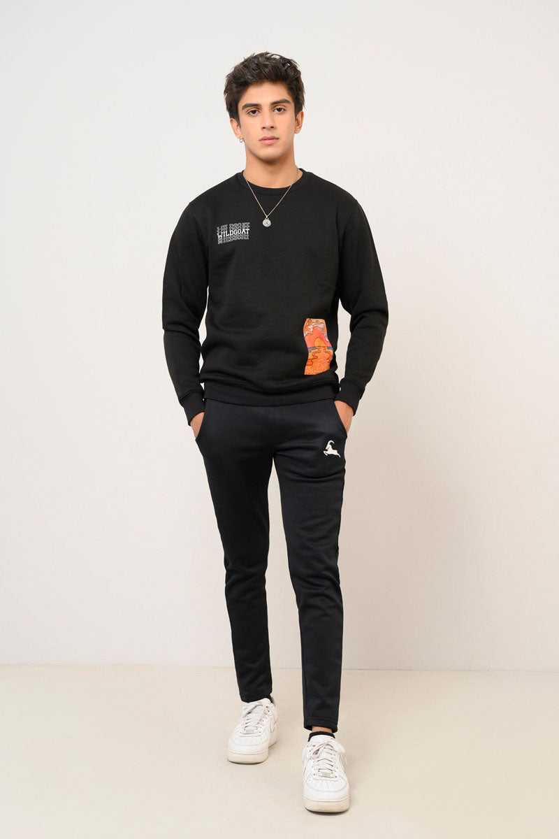 Black Printed Sweatshirt Men