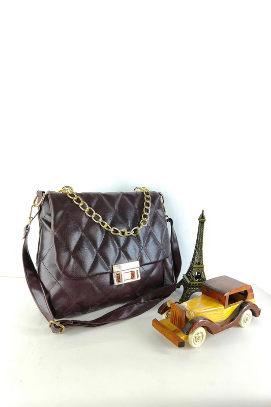 Quilted Leather Crossbody Dark Brown Bag