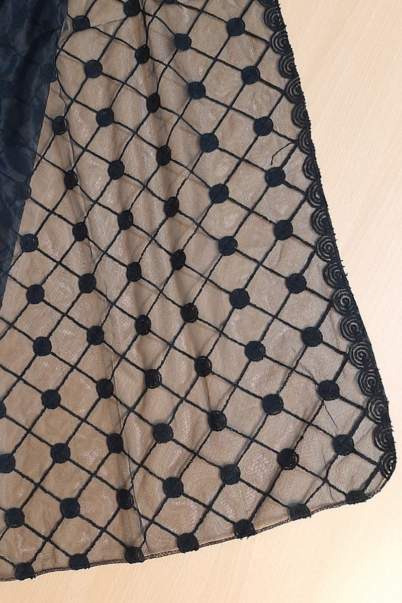 Embroided Net Dupatta – Large – Black - ZD796