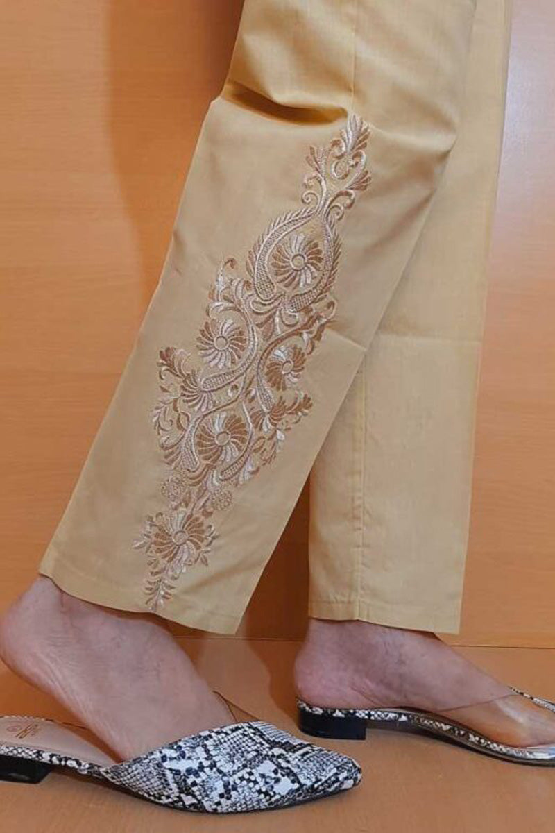 Embroided – Cotton Trouser – White – KT02