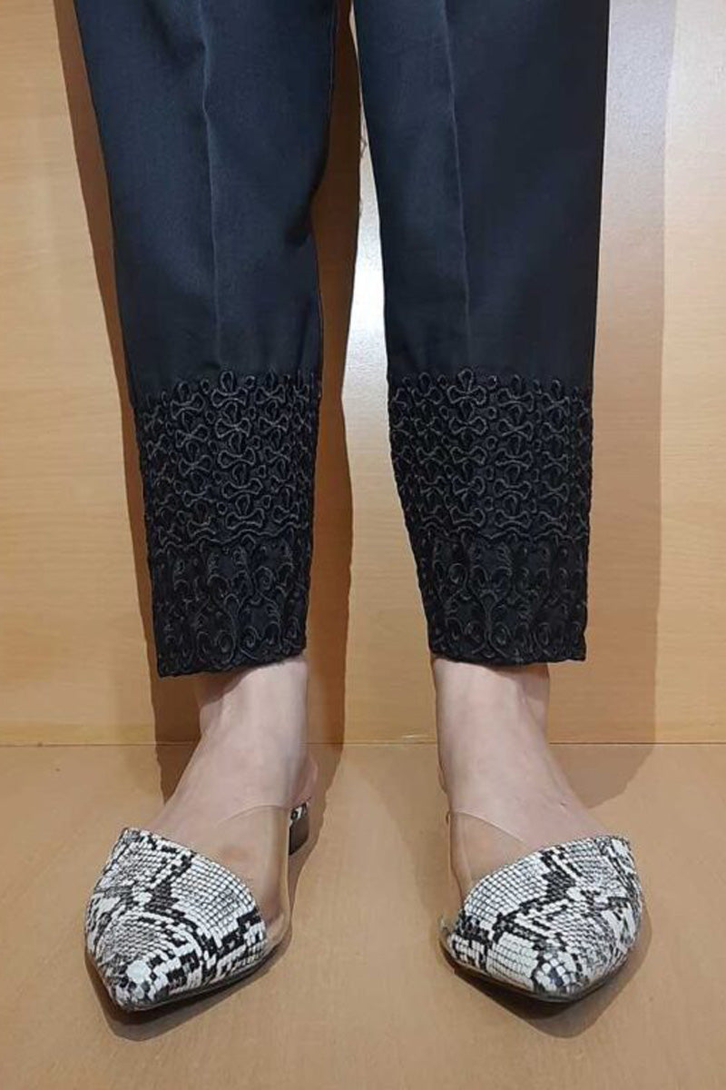 Embroided – Cotton Trouser – Black – ZT364