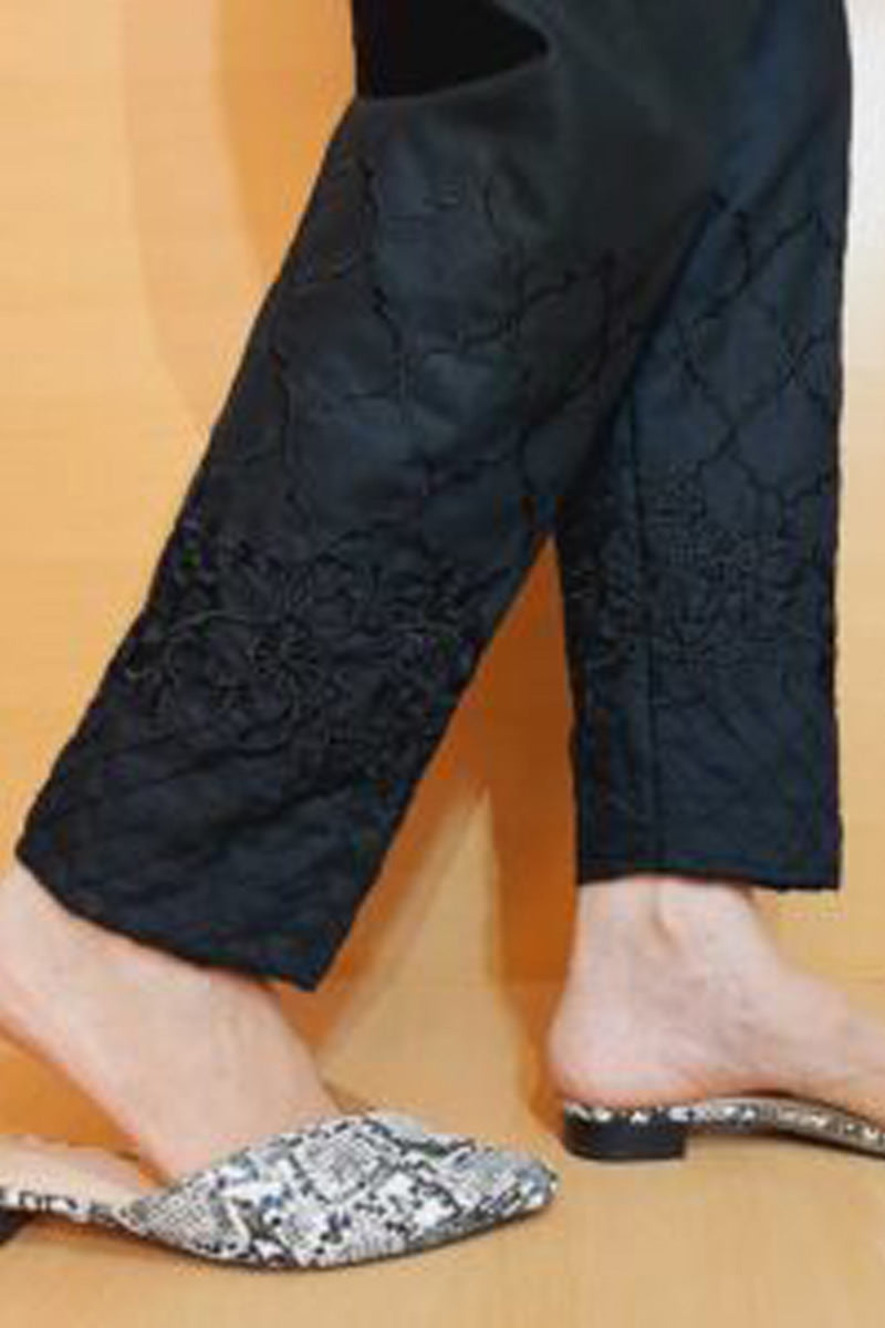 Embroided – Cotton Trouser – Black – ZT369