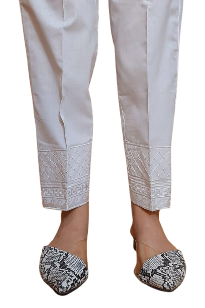Embroided – Cotton Trouser – White – KT03