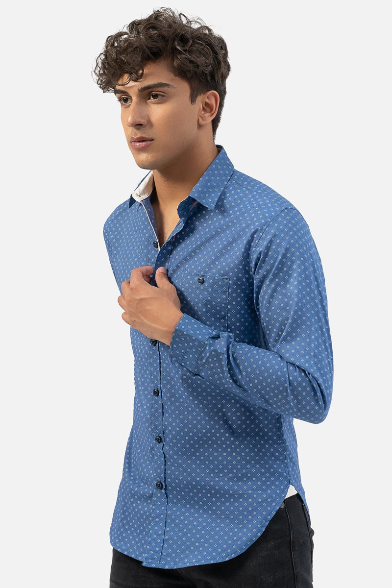 Casual Shirt Regular Collar Dark Blue