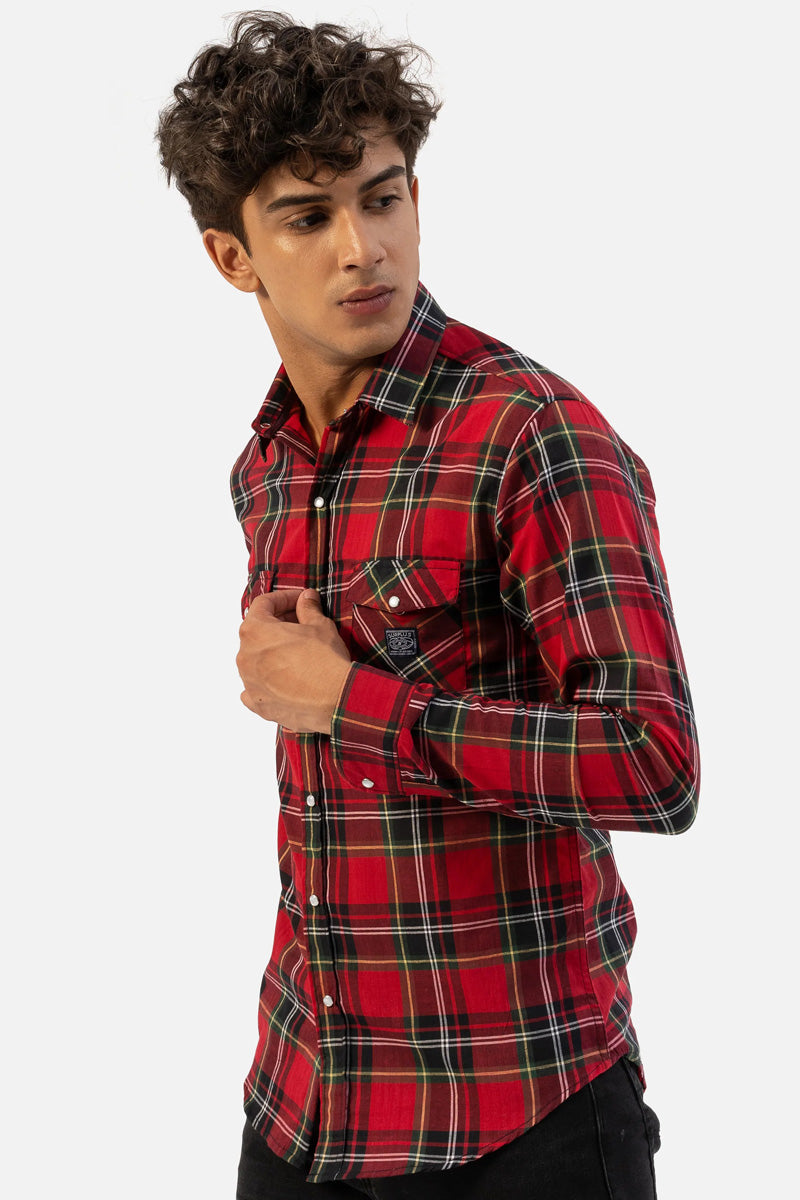 Casual Shirt Regular Collar Smart Fit Red Green