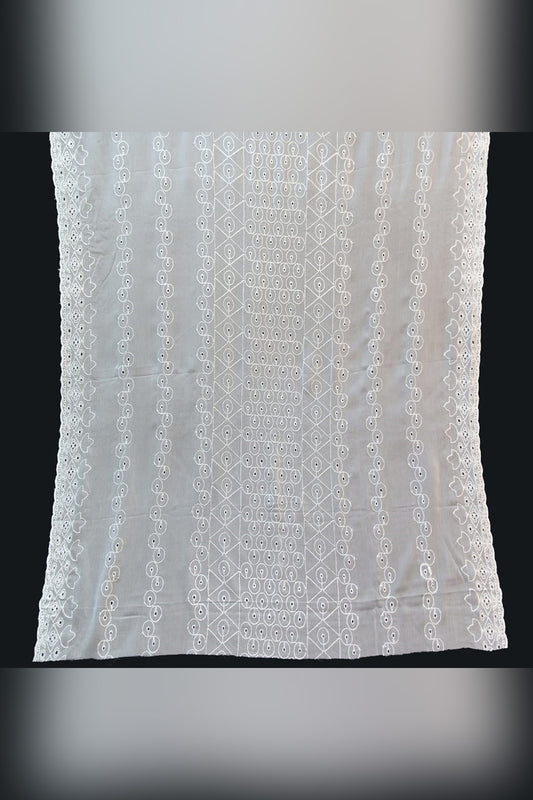 Full Embroided Chiffon Dyeable Dupatta – White – ZD657