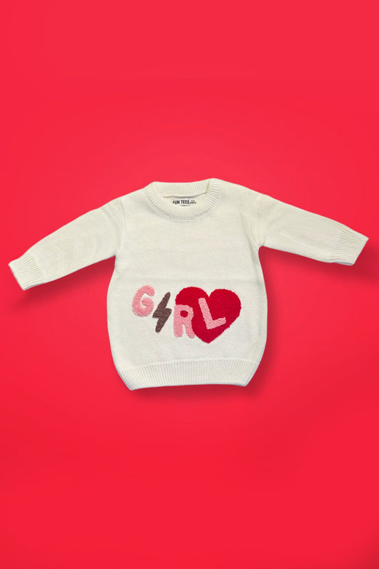 Girl Embroidery Heart Sweater