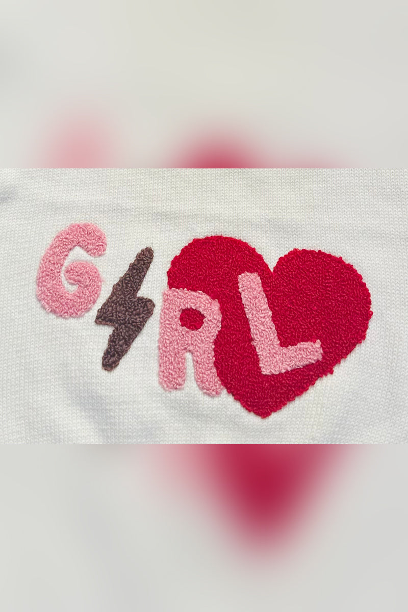 Girl Embroidery Heart Sweater