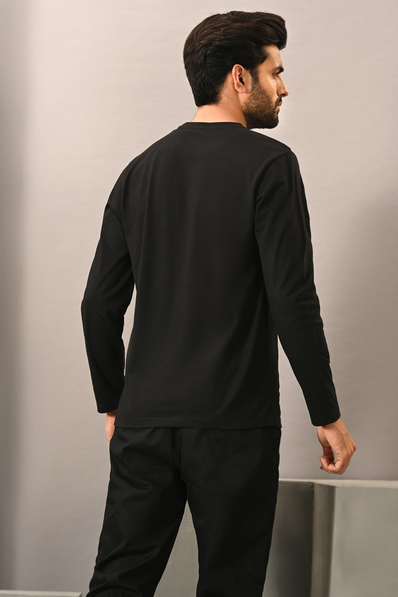 Gts-B3512-Knitted-T-Shirt-R-N-F-Slv-Black