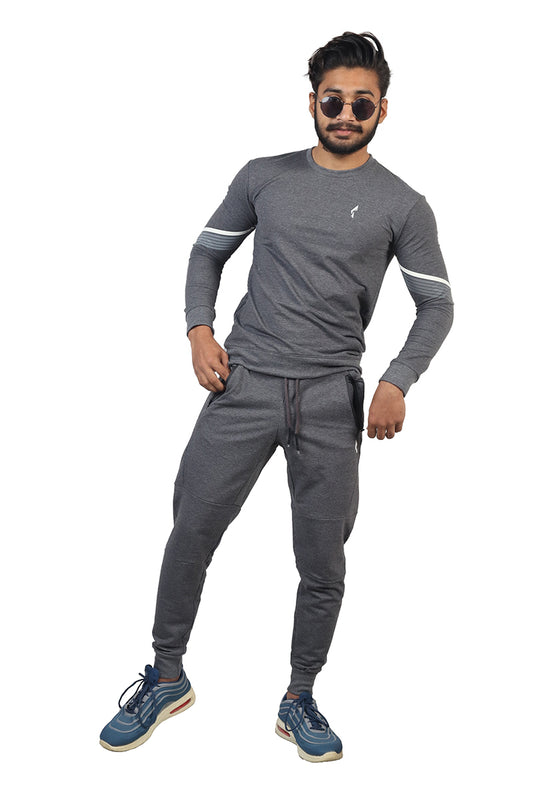 Flush French Terry Premium Tracksuit 2 Piece Sweatsuit Set Long Sleeve Athletic Suit For Sports Casual Fitness Jogging Charcoal