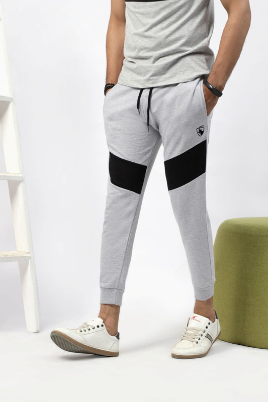 Heather Grey Terry Trouser With Black Front Panel