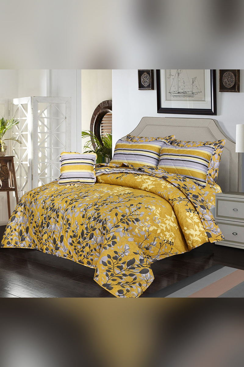Yellow Tulip - 7 Pcs Summer Comforter Set (Light Filling)