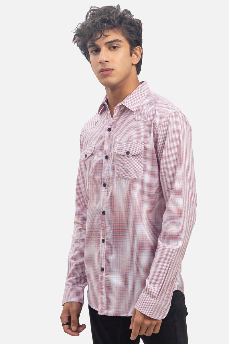 Casual Shirt Full Sleeve Navy Red