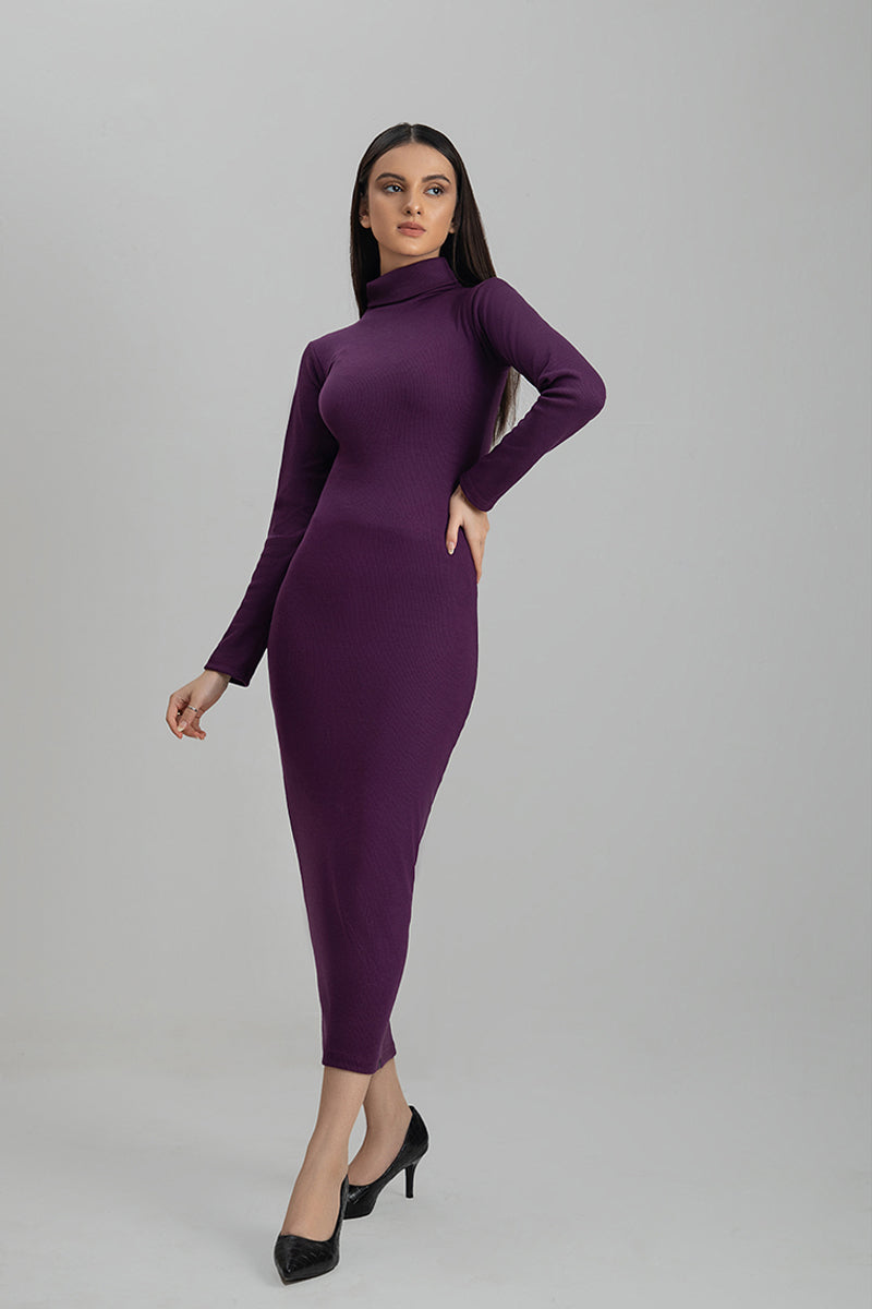 Purple highneck Bodycon dress