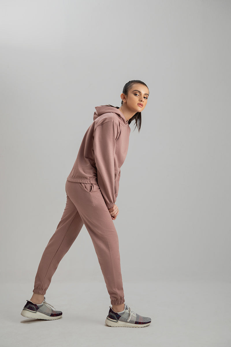 Tracksuit Crop Style Tea pink with Warm Hoodie and Pants