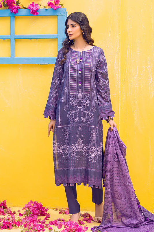 Printed Lawn Shirt & Dupatta With Dyed Cambric Trouser (IP-00161A)