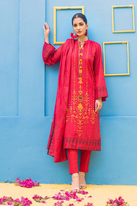 Printed Lawn Shirt & Dupatta With Dyed Cambric Trouser (IP-00168A)