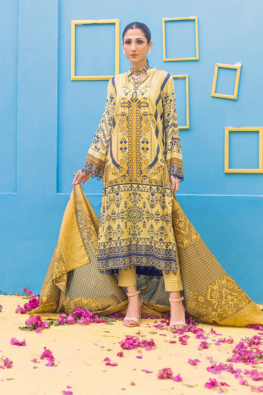Printed Lawn Shirt & Dupatta With Dyed Cambric Trouser (IP-00170B)